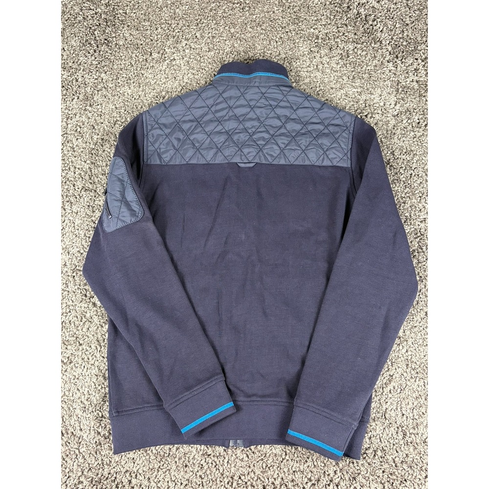 Saint James Mens Navy Blue Quilted Hybrid Full Zip Knit Cardigan Jacket Size S - Picture 3 of 10